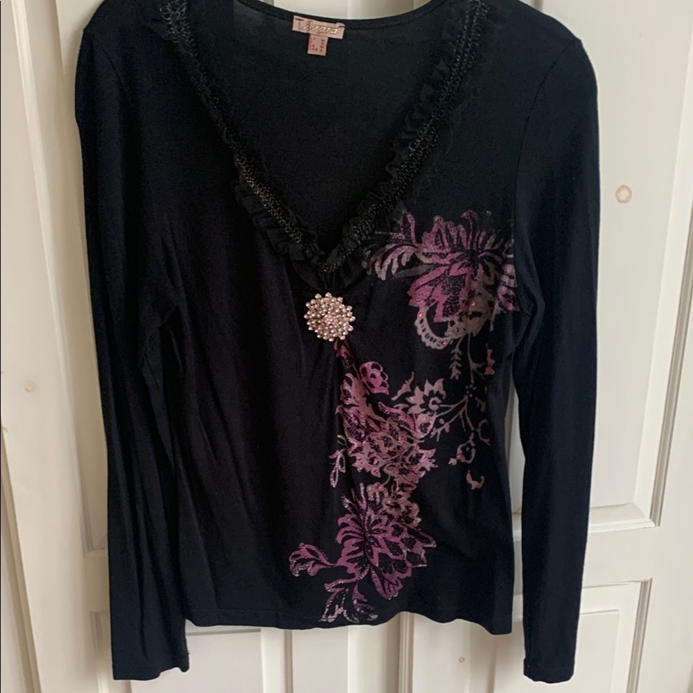 Elegant Black and Purple Women's Top